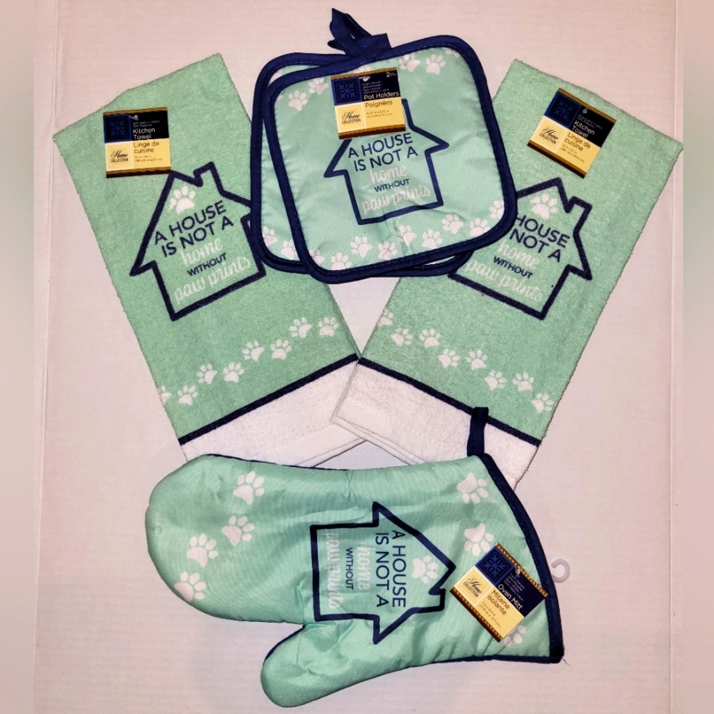 5 Piece Kitchen Set (A House Is Not A Home Without Paw Prints)